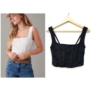 American Eagle Outfitters Black Corset Crop Tank Top
Size XS